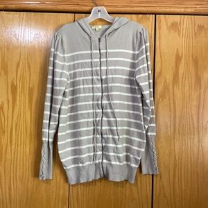 Gray and white zip up sweater